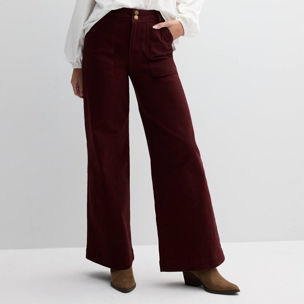 NWT Farmers Market Wide-Leg Denim Jeans Berry Size 14 Super High Rise